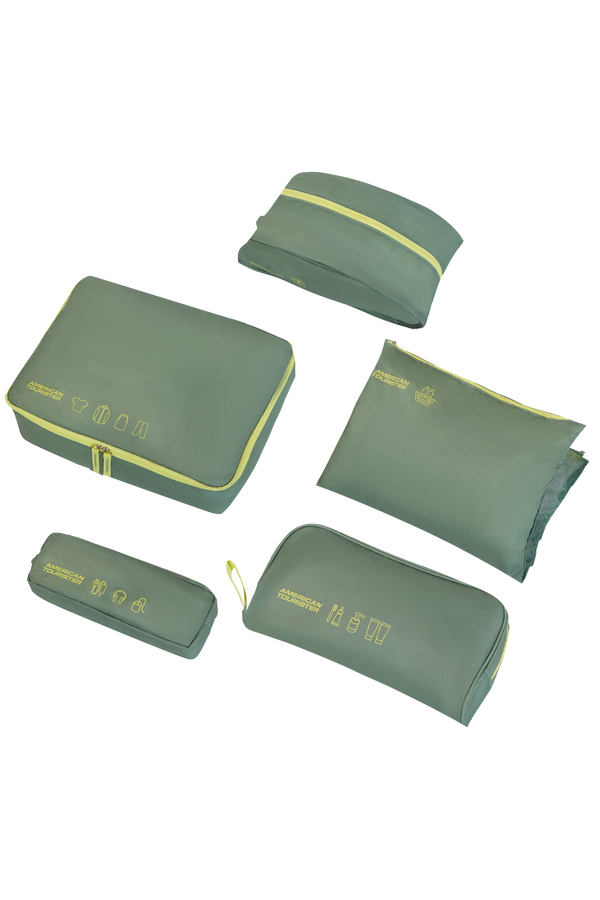 Packing Organisers Set med 5 packorganisatörer Packorganisatörer ONE SIZE #Färg_Olive/Lime