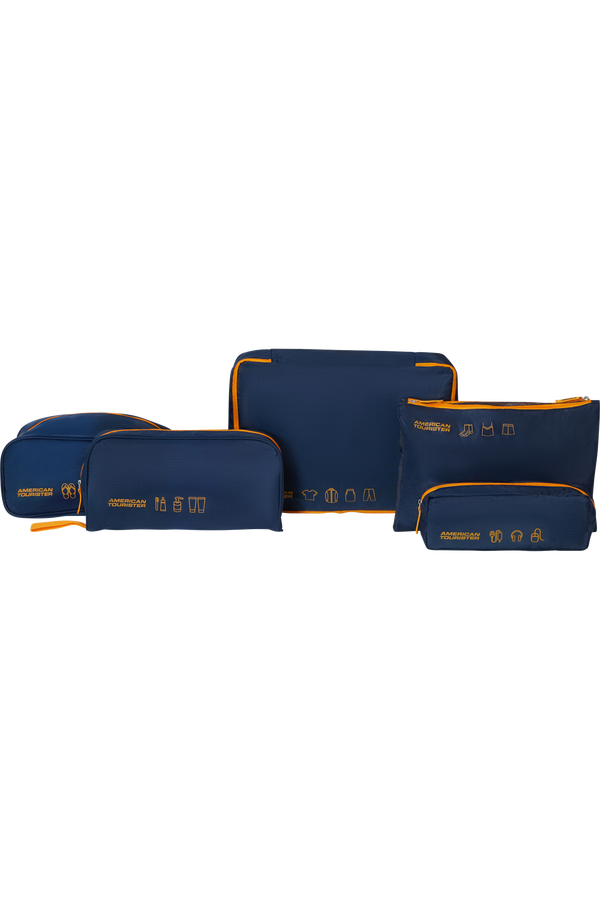 Packing Organisers Set med 5 packorganisatörer Packorganisatörer ONE SIZE #Färg_Navy/Orange