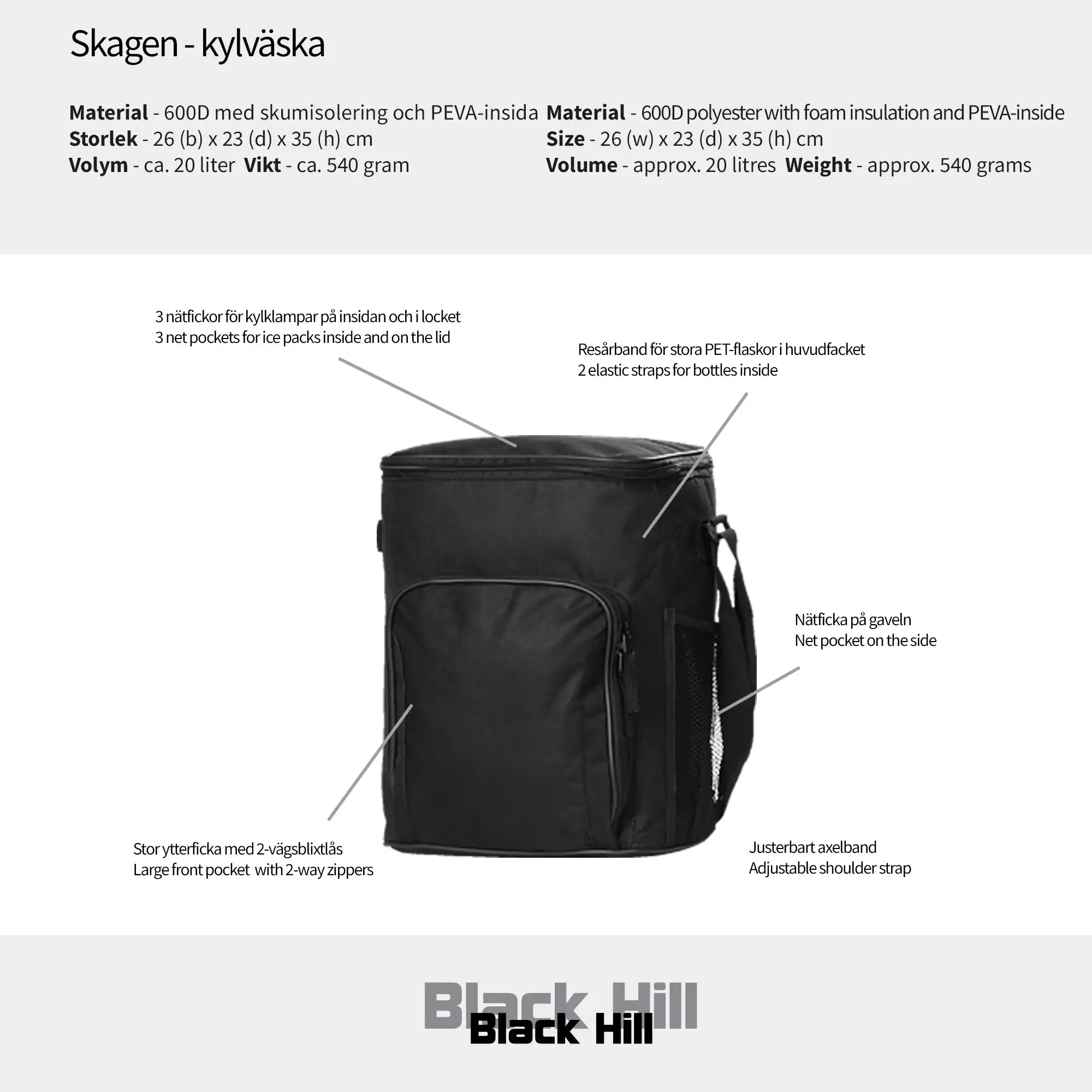 Black Hill - Skagen - kylväska #Färg_Grå/gråmelange