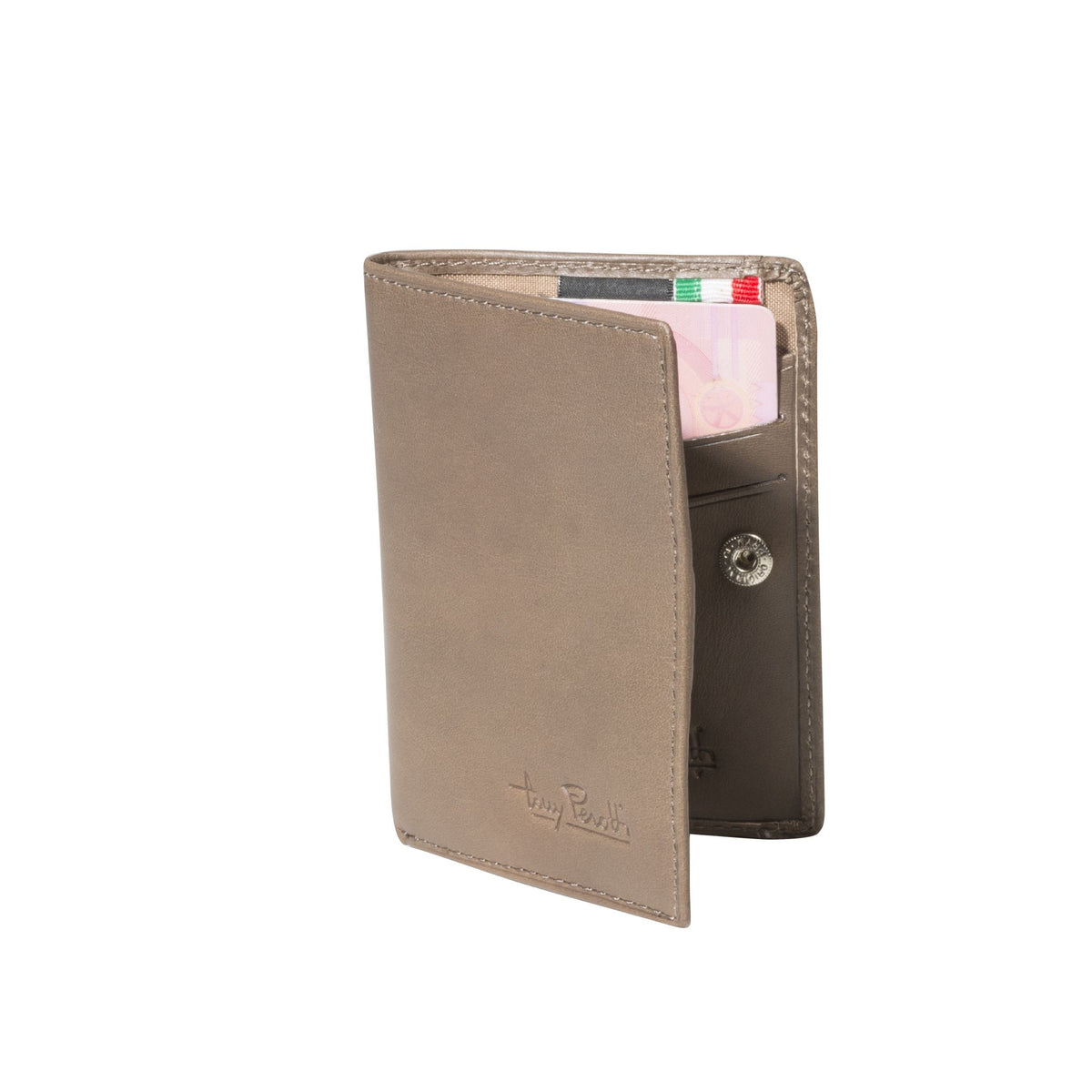 Tony Perotti - Furbo Pure Mini Vegetale Plånbok i läder med sedelfack och myntfack #Färg_Taupe