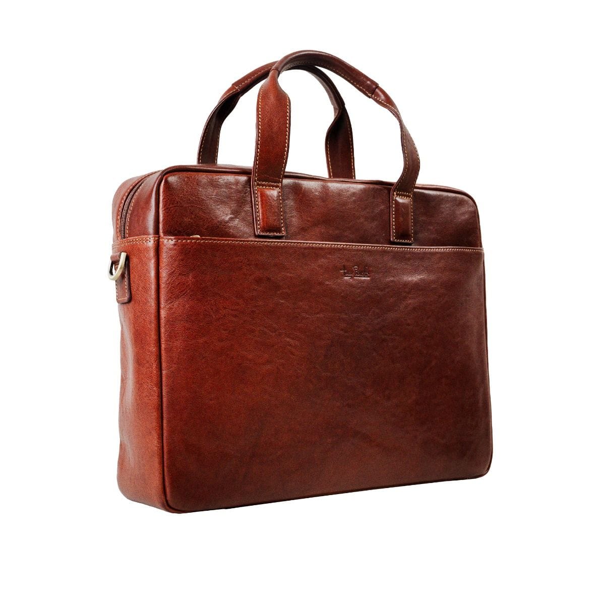 Tony Perotti - Vegetale Laptopväska i läder med 1 fack, smal #Färg_Mörkbrun