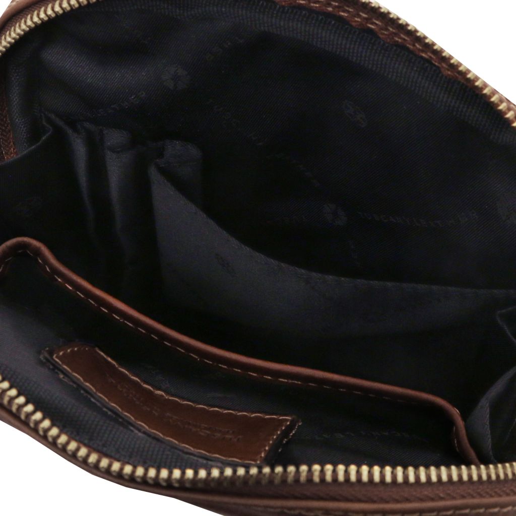 Tuscany Leather Mark Axelremsväska #Färg_Mörkbrun