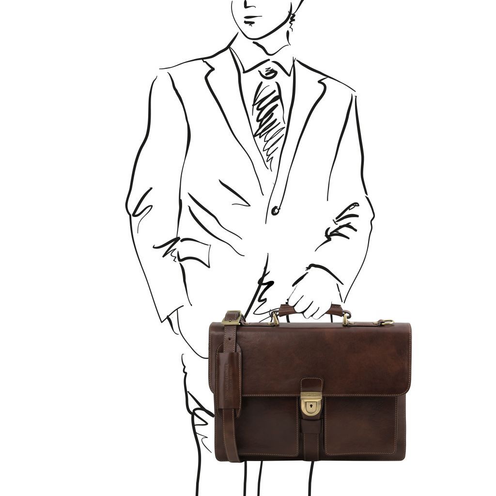 Tuscany Leather Assisi Datorväska #Färg_Mörkbrun