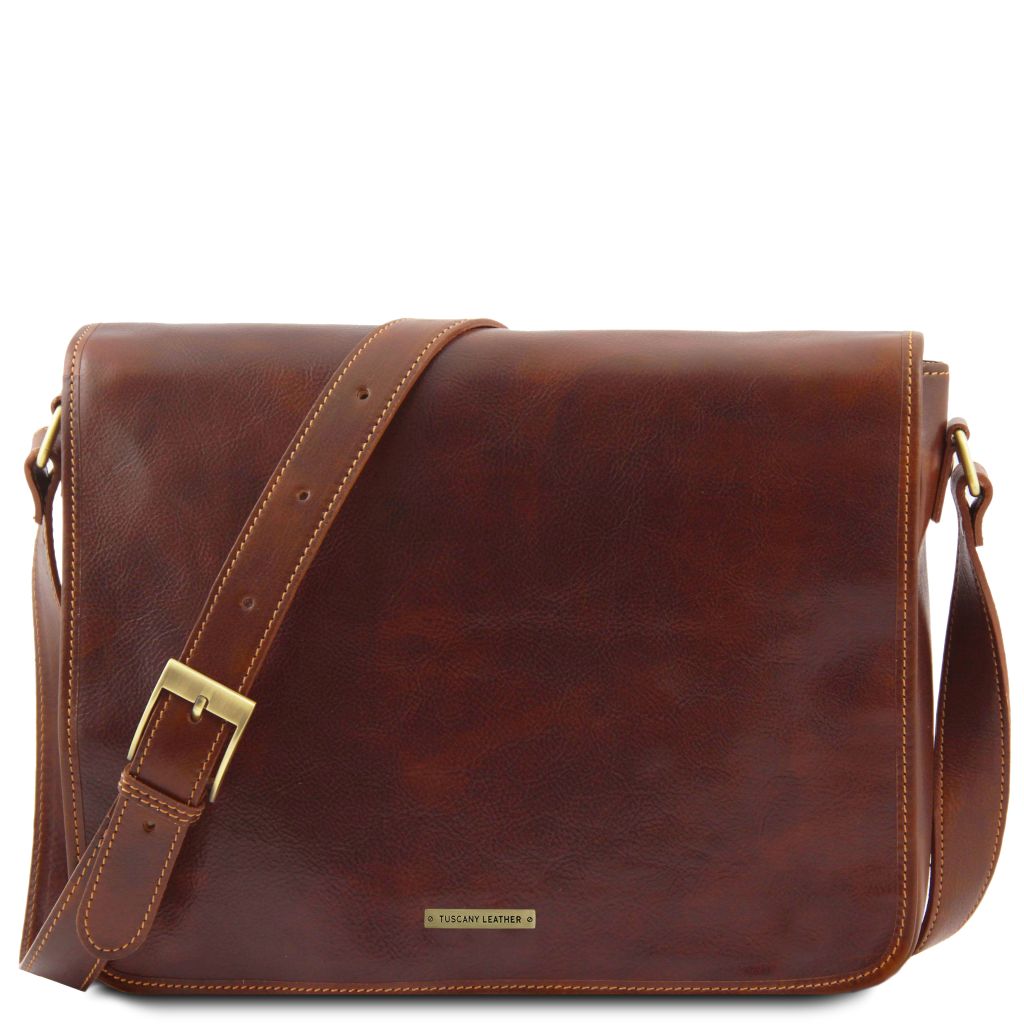 Tuscany Leather Messenger Double Datorväska #Färg_Brun