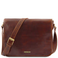 Tuscany Leather Messenger Double Datorväska #Färg_Brun