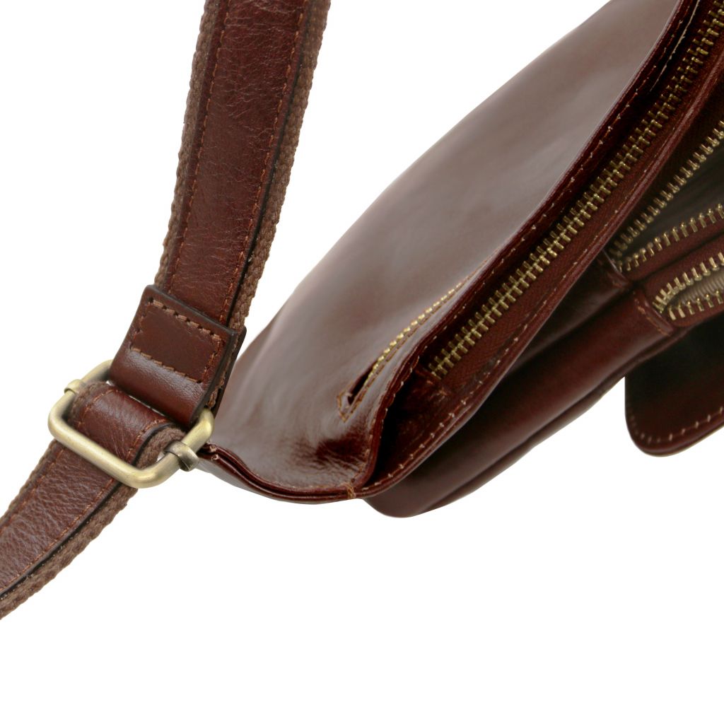 Tuscany Leather Crossover Slingväska #Färg_Mörkbrun