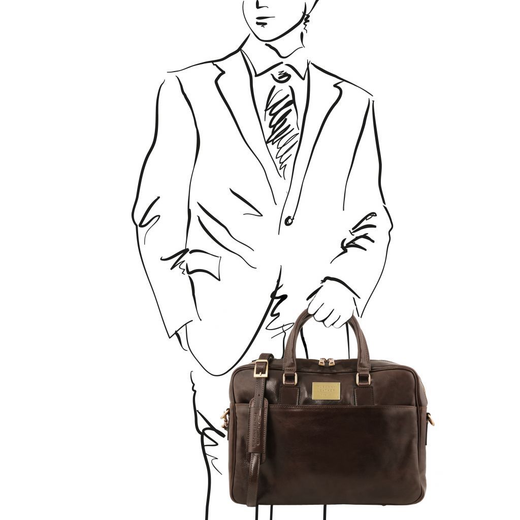 Tuscany Leather Urbino Datorportfölj #Färg_Mörkbrun