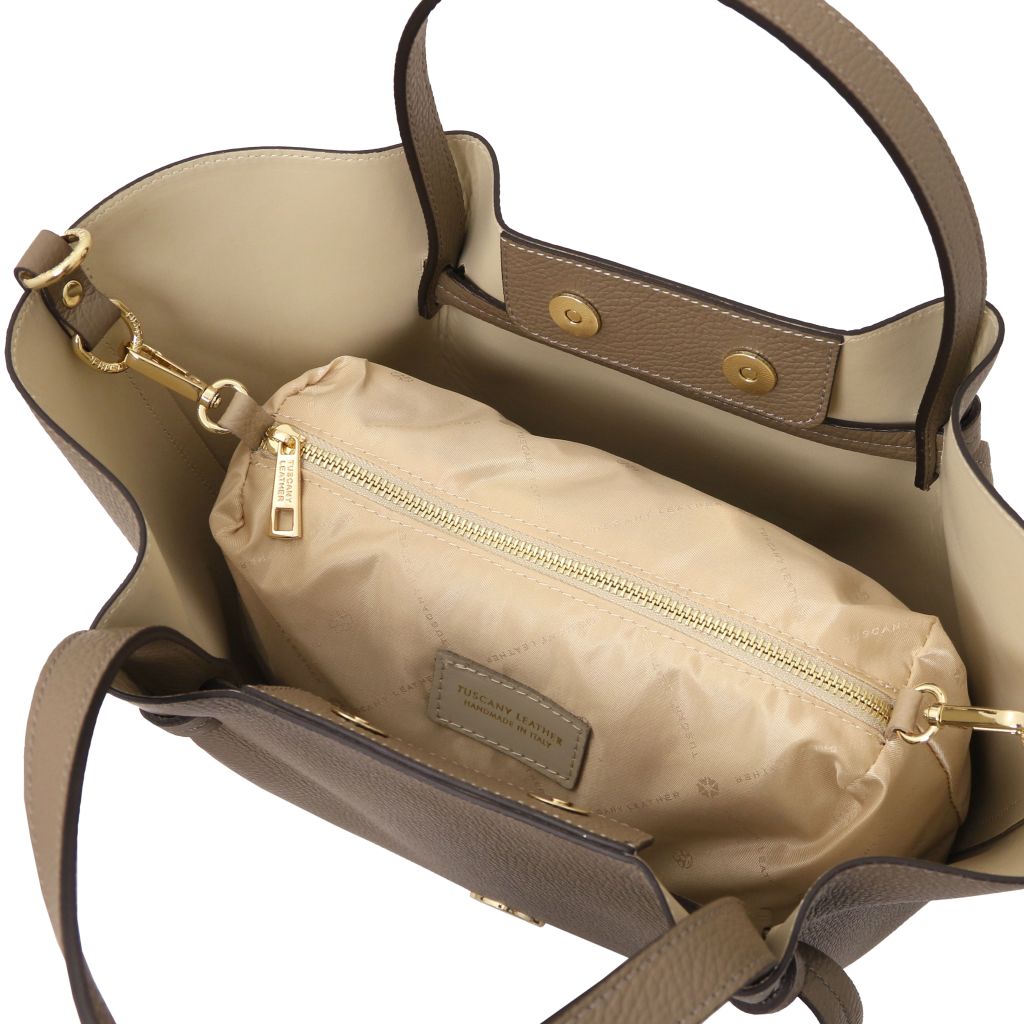 Tuscany Leather Legame L Handväska #Färg_Mörk Taupe