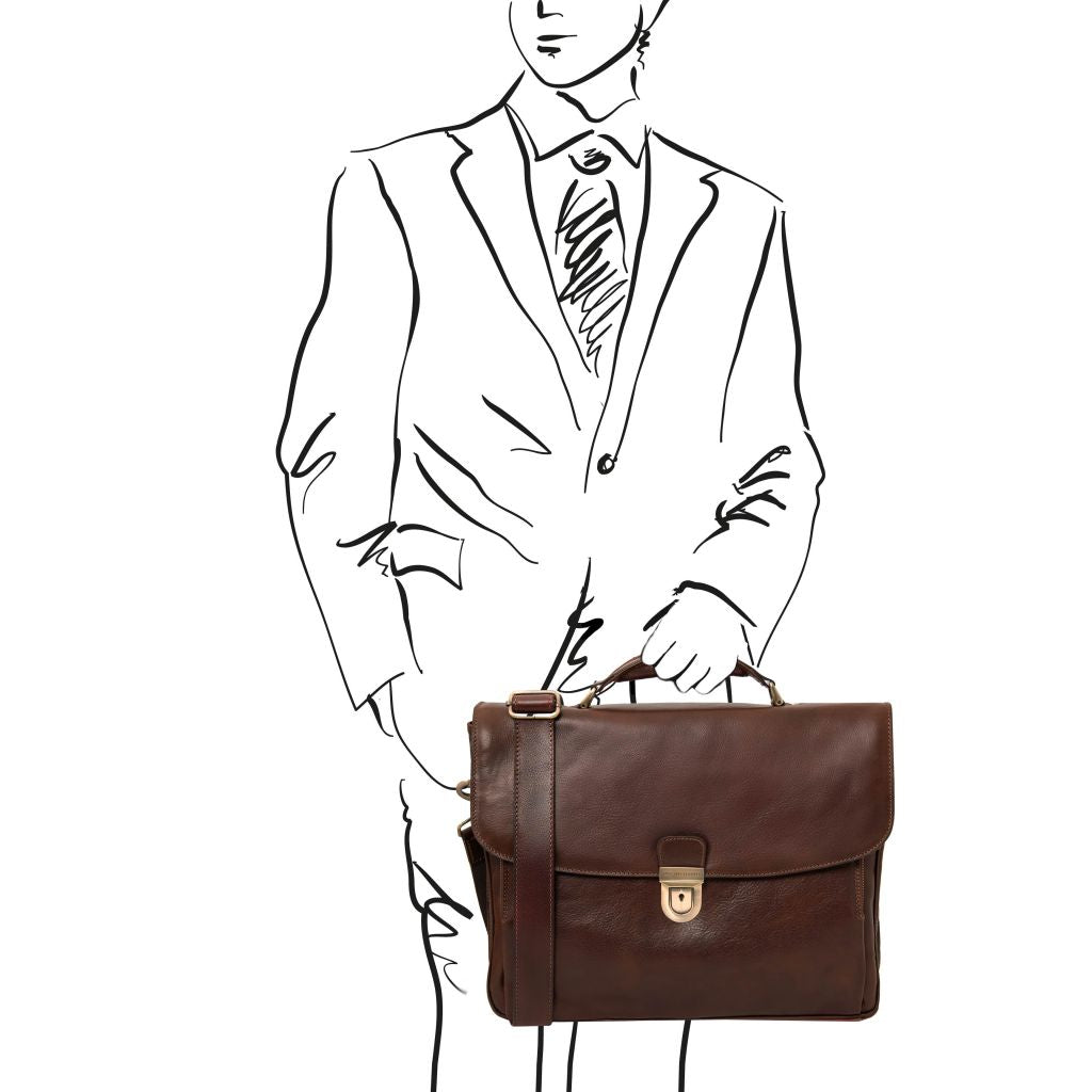 Tuscany Leather Alessandria Datorväska #Färg_Mörkbrun
