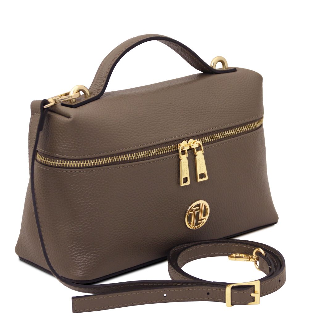 Tuscany Leather Scrigno Handväska #Färg_Mörk Taupe