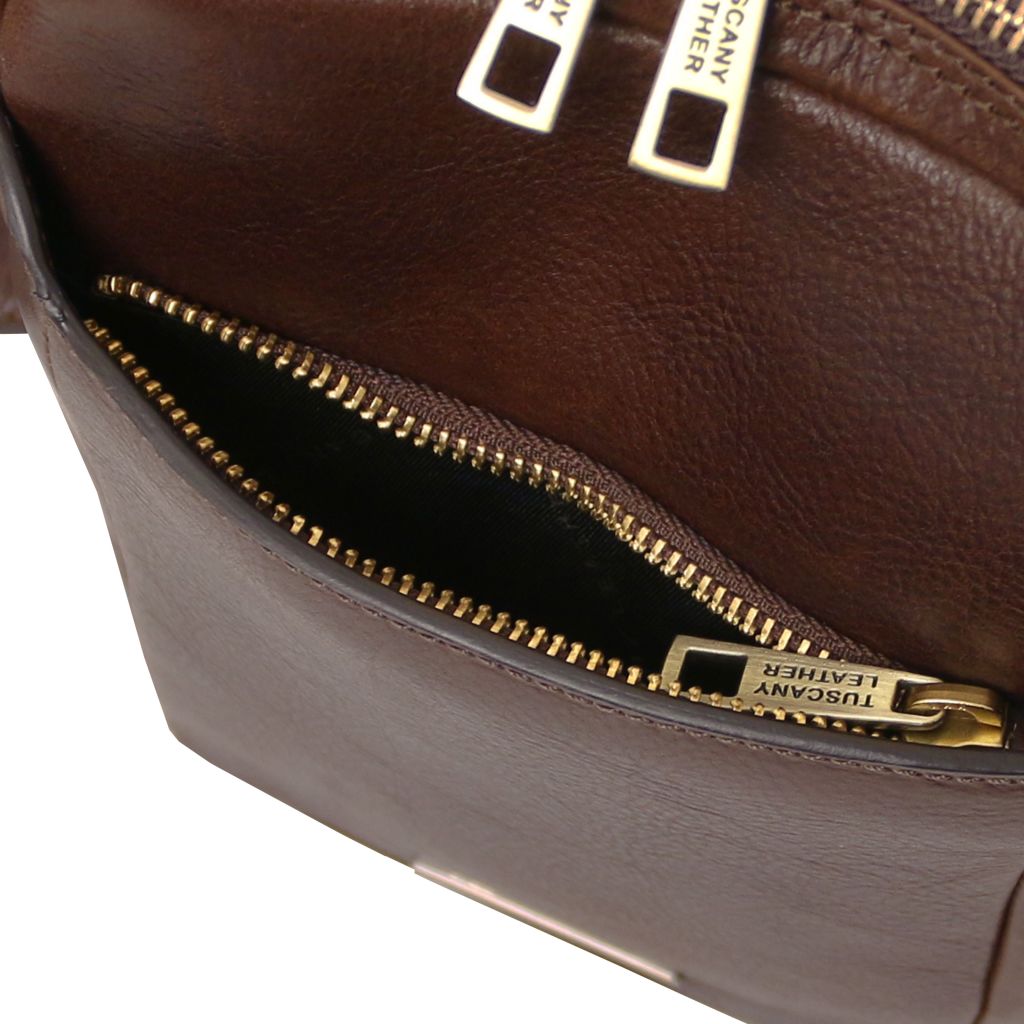 Tuscany Leather Mark Axelremsväska #Färg_Mörkbrun