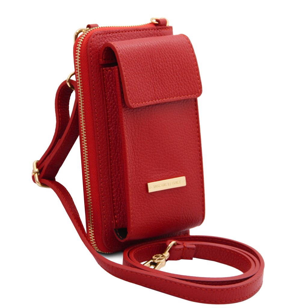 Tuscany Leather TL Bag Axelremsväska #Färg_Läppstift Rött