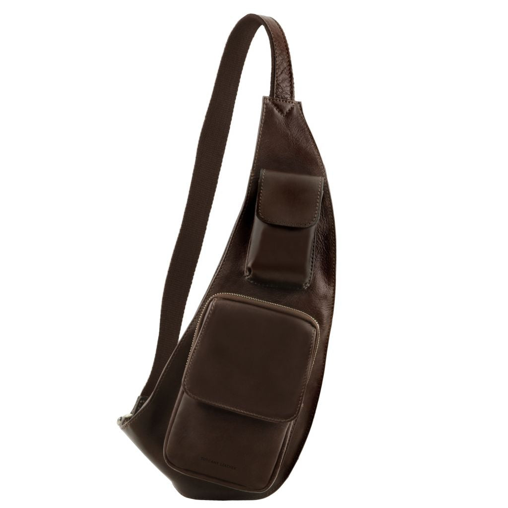 Tuscany Leather Crossover Slingväska #Färg_Mörkbrun