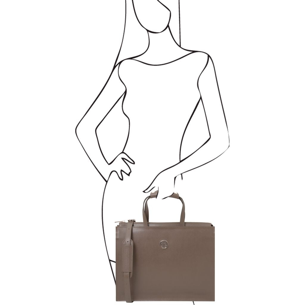 Tuscany Leather Palermo Datorväska #Färg_Mörk Taupe