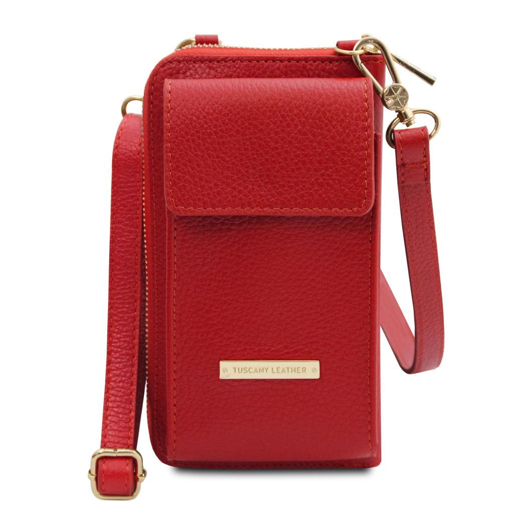 Tuscany Leather TL Bag Axelremsväska #Färg_Läppstift Rött