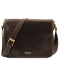 Tuscany Leather Messenger Double Datorväska #Färg_Mörkbrun