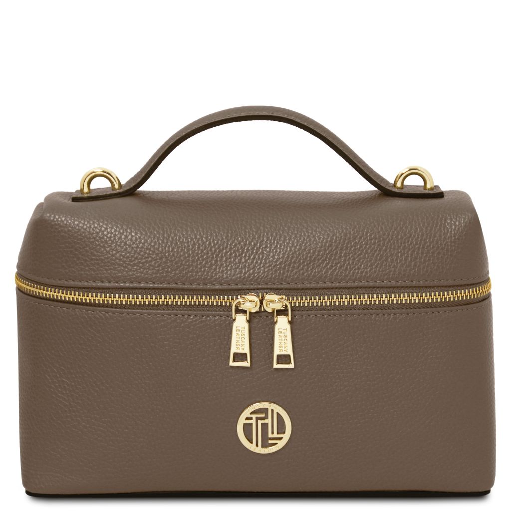 Tuscany Leather Scrigno Handväska #Färg_Mörk Taupe