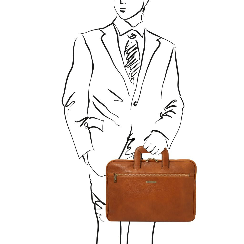 Tuscany Leather Caserta Datorväska #Färg_Cognac