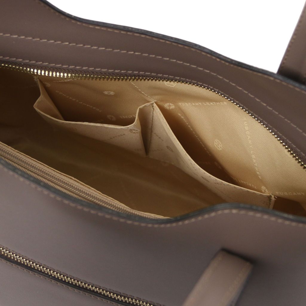 Tuscany Leather Olimpia Handväska #Färg_Mörk Taupe