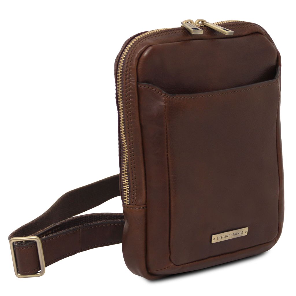 Tuscany Leather Mark Axelremsväska #Färg_Mörkbrun