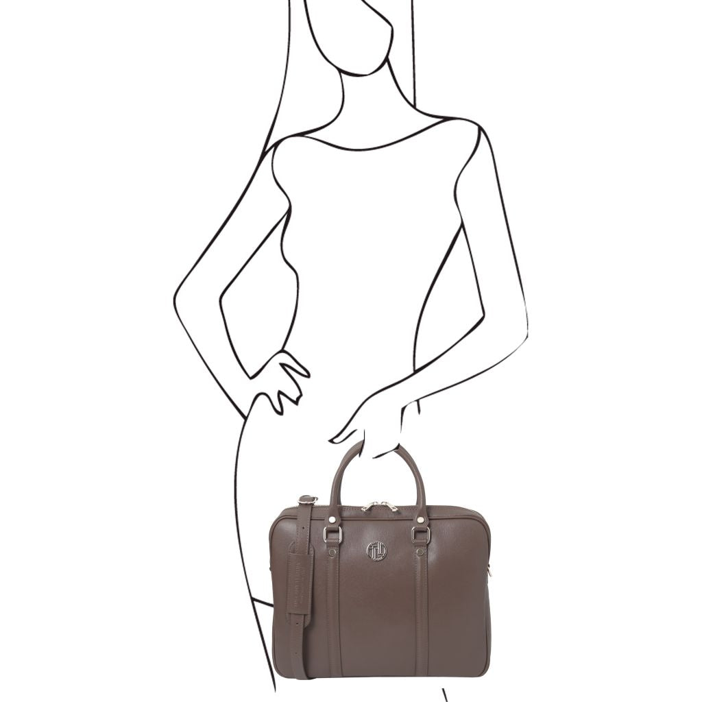 Tuscany Leather Prato Datorväska #Färg_Mörk Taupe