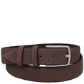 Tuscany Leather Elegant Perforated Nubuck Läderbälte #Färg_Mörkbrun