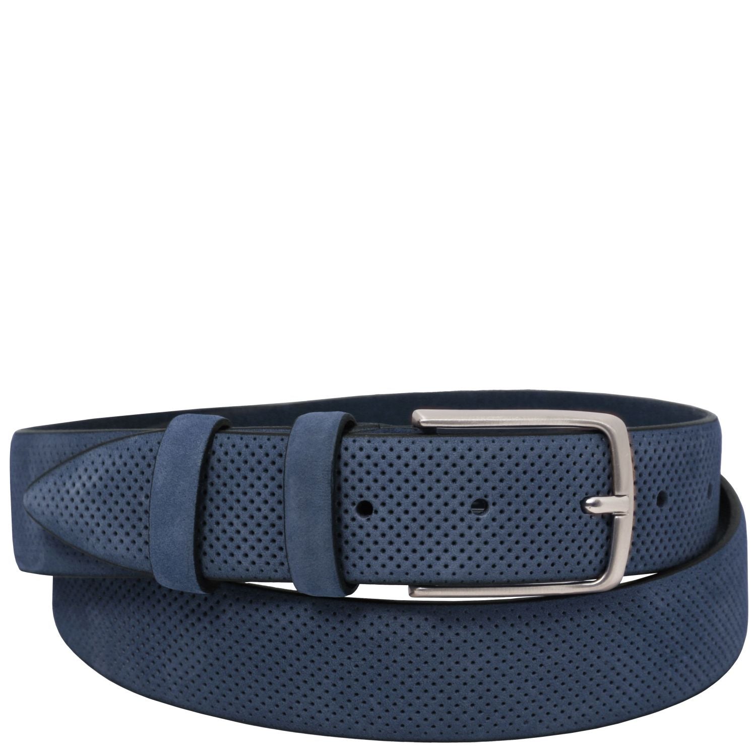 Tuscany Leather Elegant Perforated Nubuck Läderbälte #Färg_Mörkblå