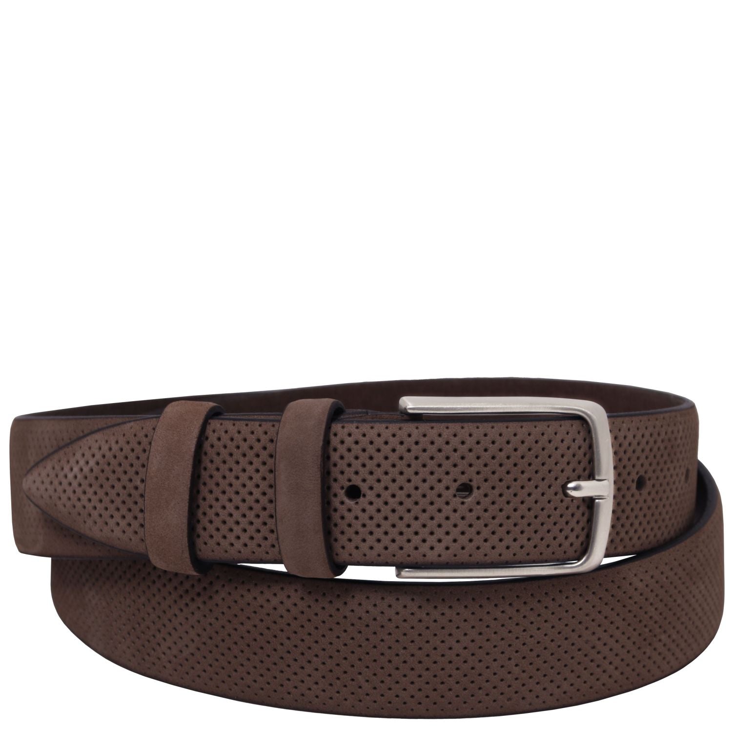 Tuscany Leather Elegant Perforated Nubuck Läderbälte #Färg_Mörkbrun