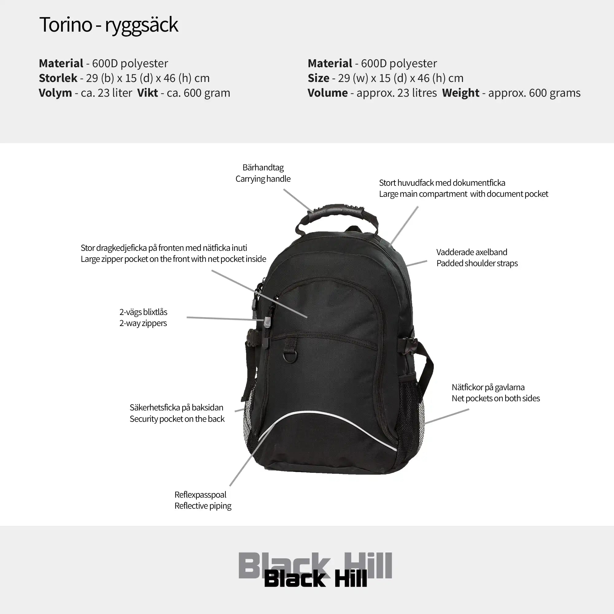 Black Hill - Torino - ryggsäck #Färg_Marin