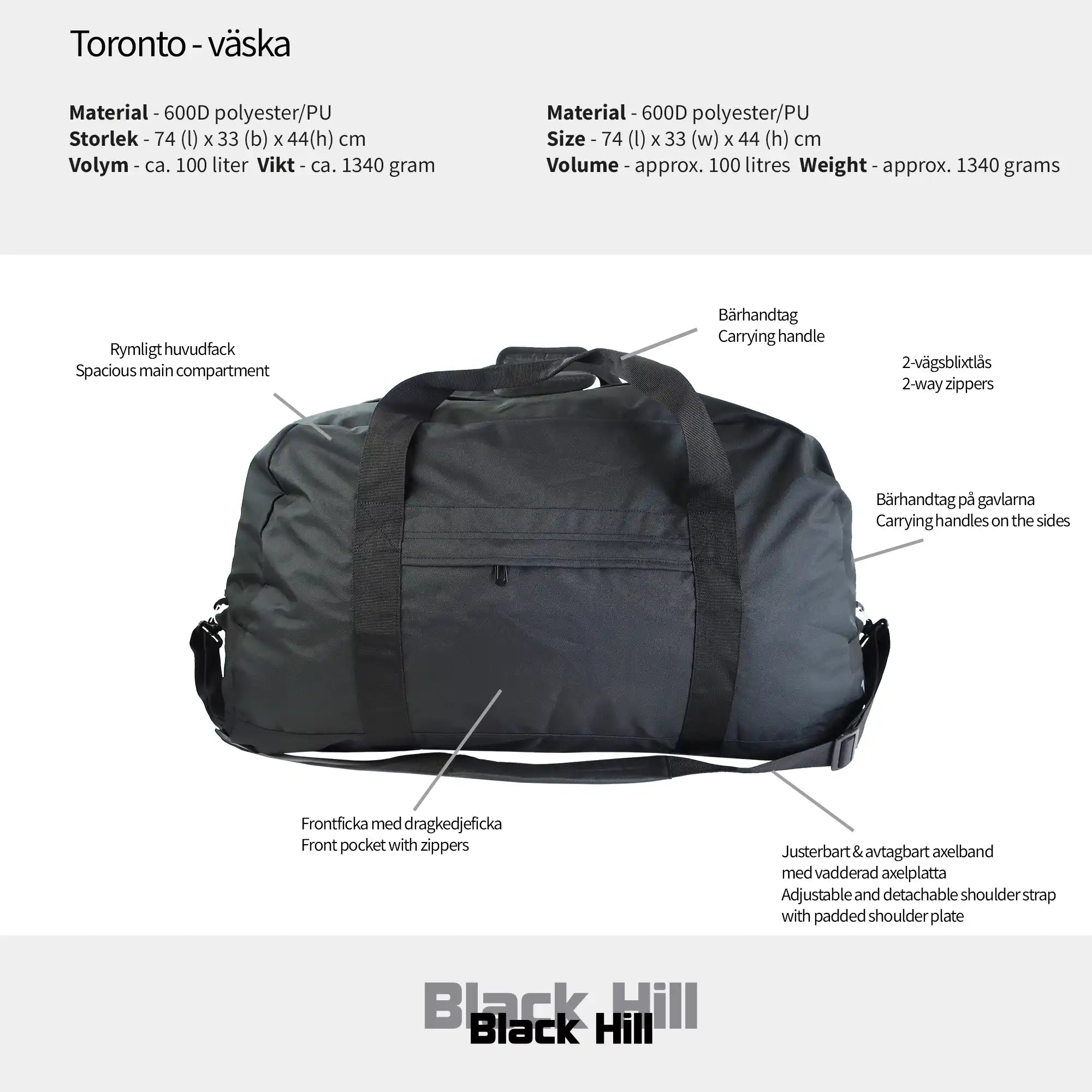 Black Hill - Toronto - väska #Färg_Svart