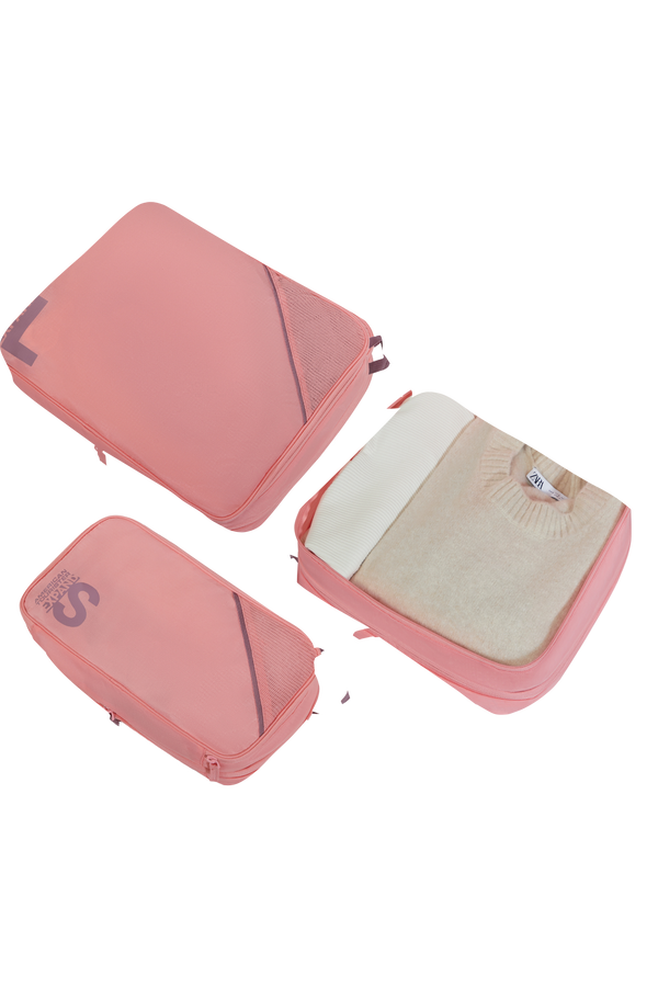 Packing Cubes Set med 3 packkuber Packkuber ONE SIZE #Färg_Pink/Mauve