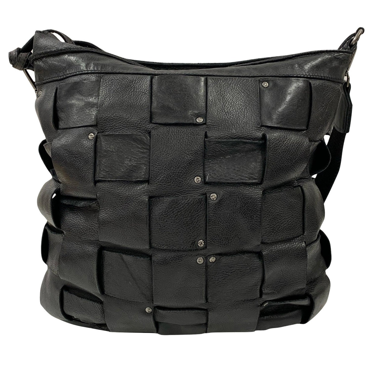 Squares Shoulder Skinn Väska #Färg_Svart