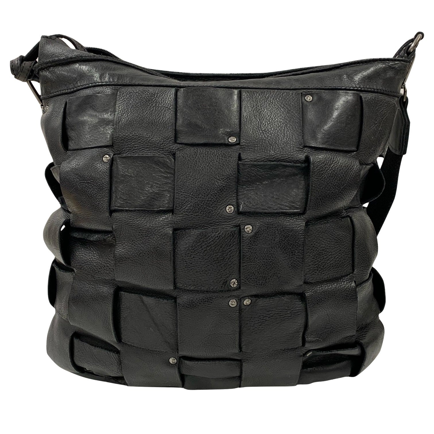 Squares Shoulder Skinn Väska #Färg_Svart