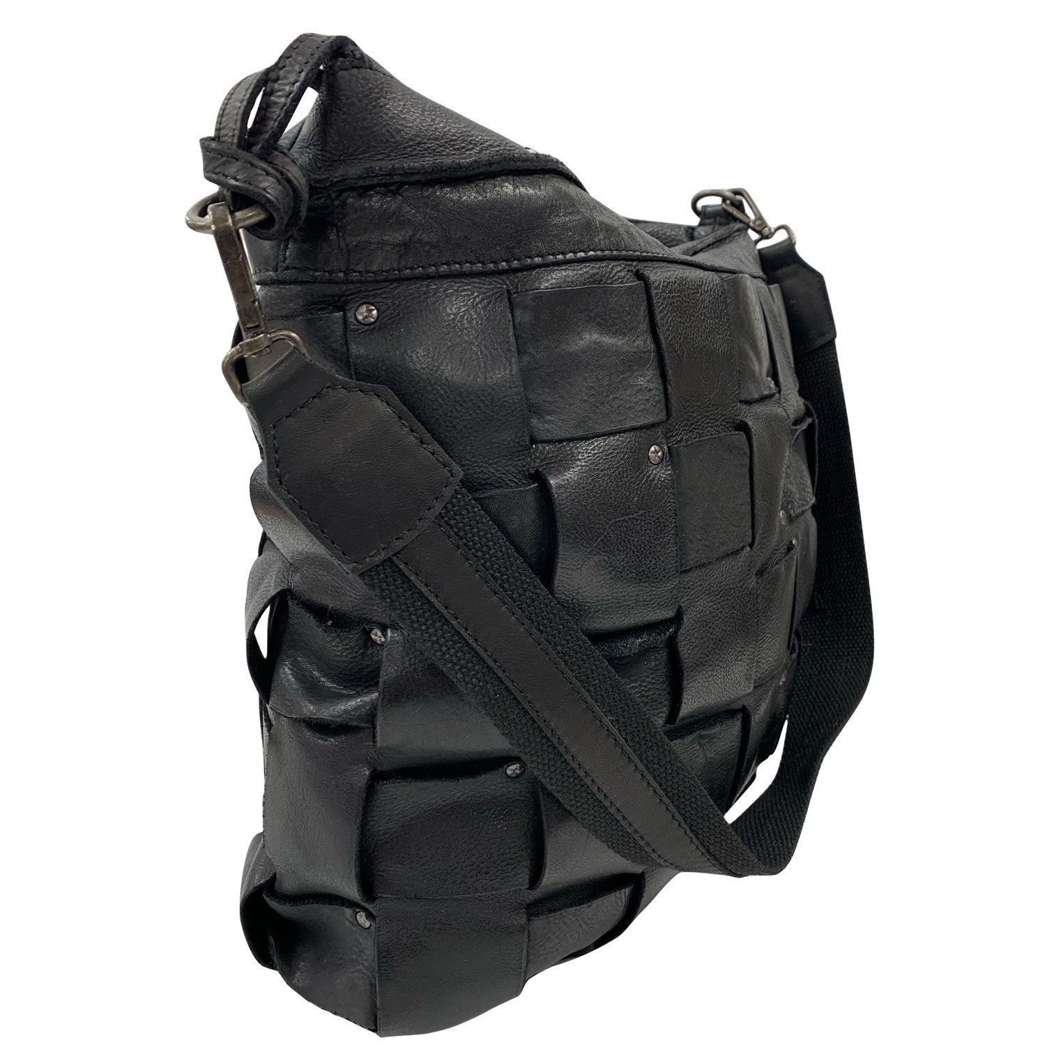 Squares Shoulder Skinn Väska #Färg_Svart