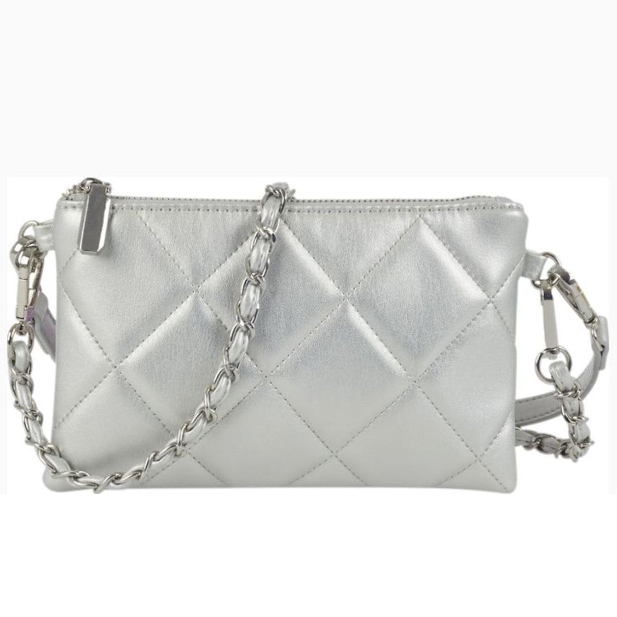 Quiltad Pouch Väska #Färg_Silver