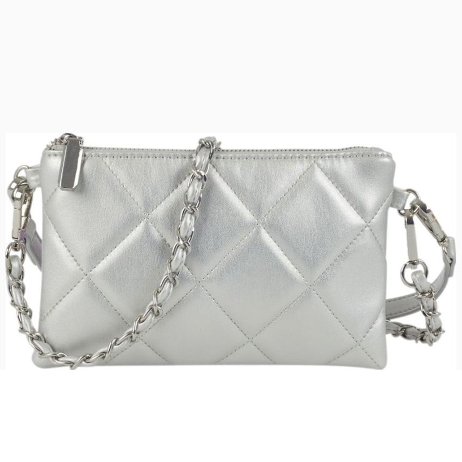 Quiltad Pouch Väska #Färg_Silver