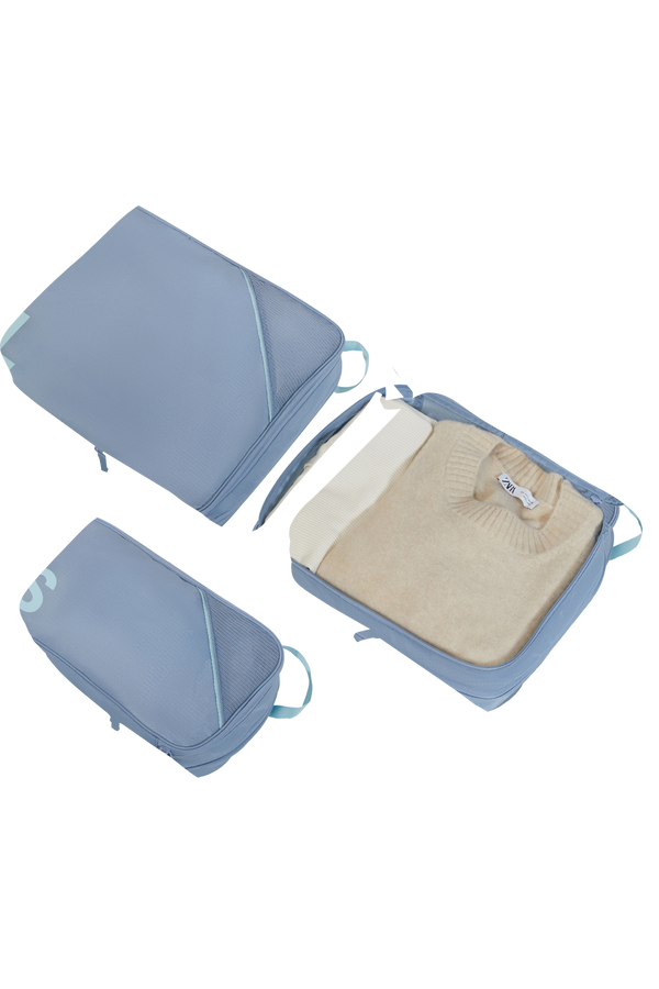 Packing Cubes Set med 3 packkuber Packkuber ONE SIZE #Färg_Stone Blue/Blue