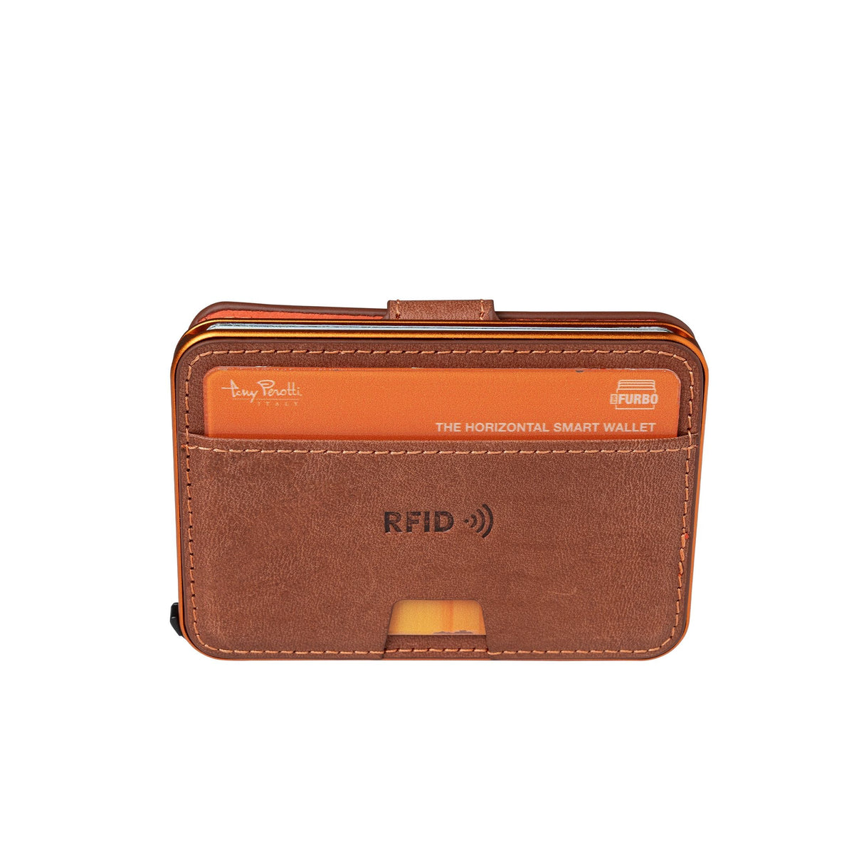 Tony Perotti - Furbo Evo Vegetale Color Korthållare i läder med RFID-skydd #Färg_Mörkbrun