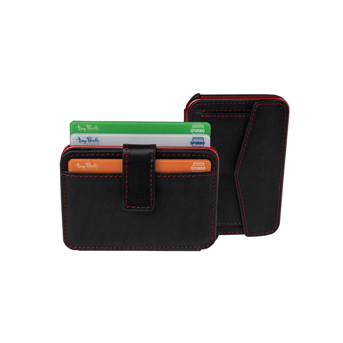 Tony Perotti - Furbo Evo Vegetale Color Korthållare i läder med RFID-skydd, sedelfack och myntfack