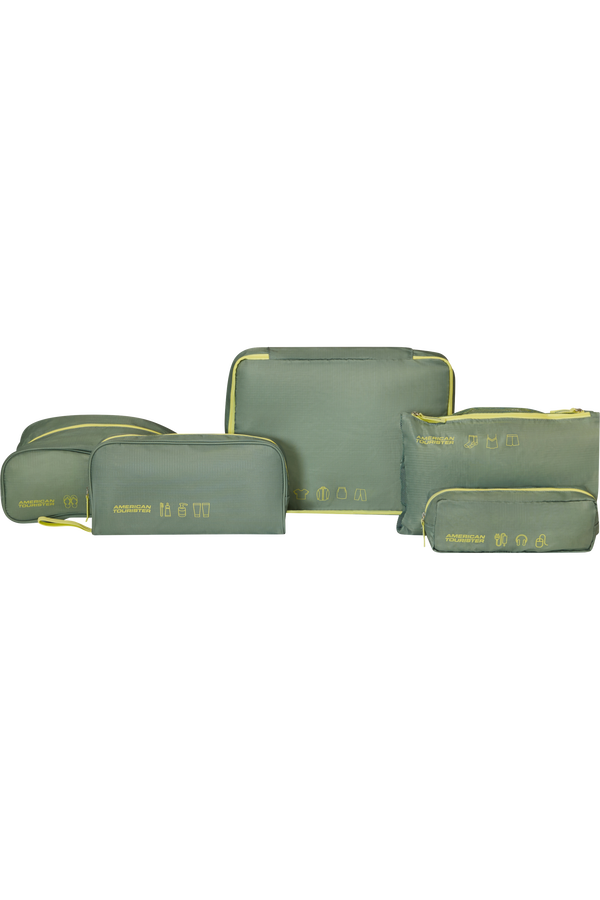 Packing Organisers Set med 5 packorganisatörer Packorganisatörer ONE SIZE #Färg_Olive/Lime