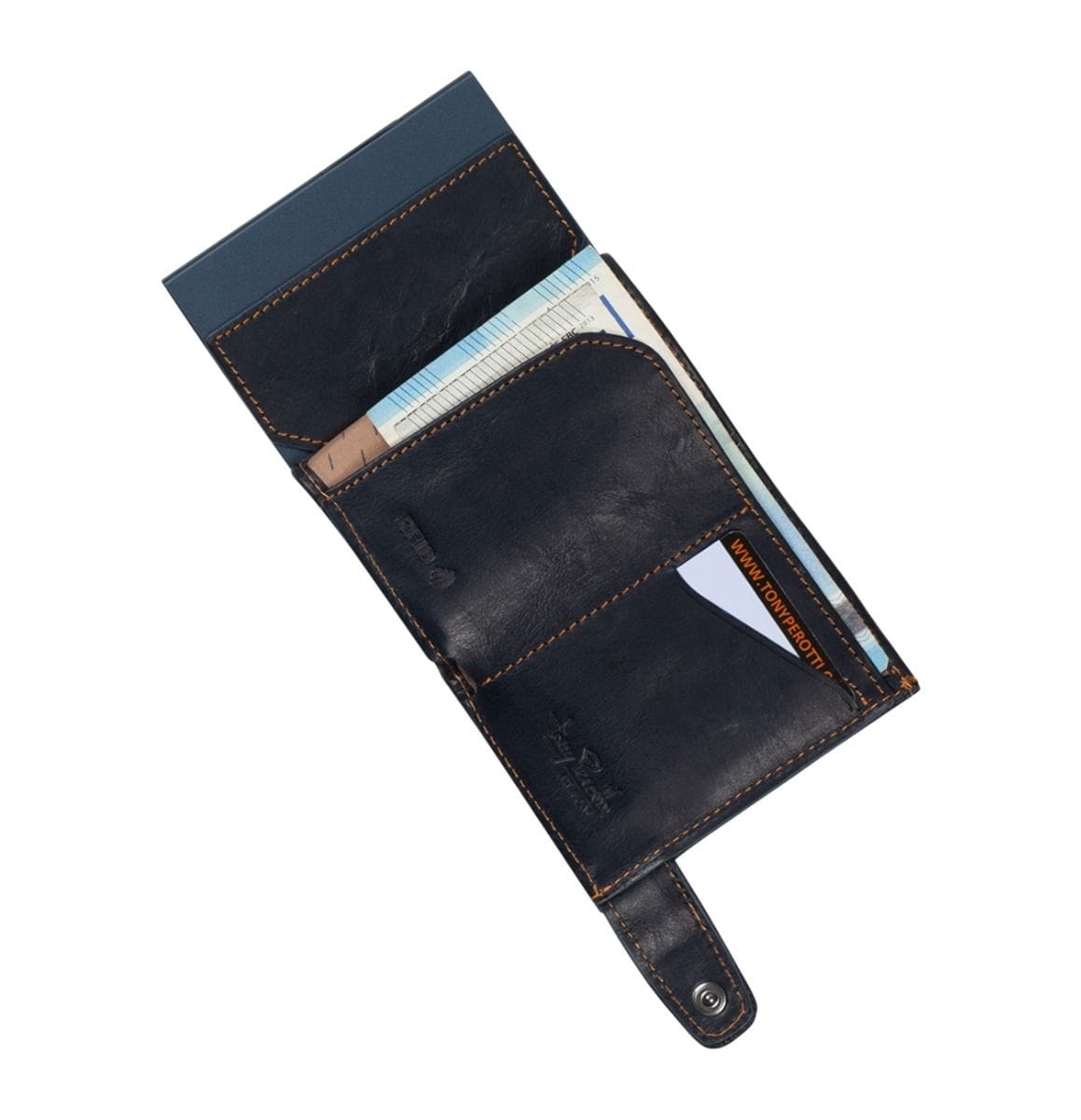 Tony Perotti - Furbo Jeans Korthållare i läder med RFID-skydd, sedelfack och myntfack