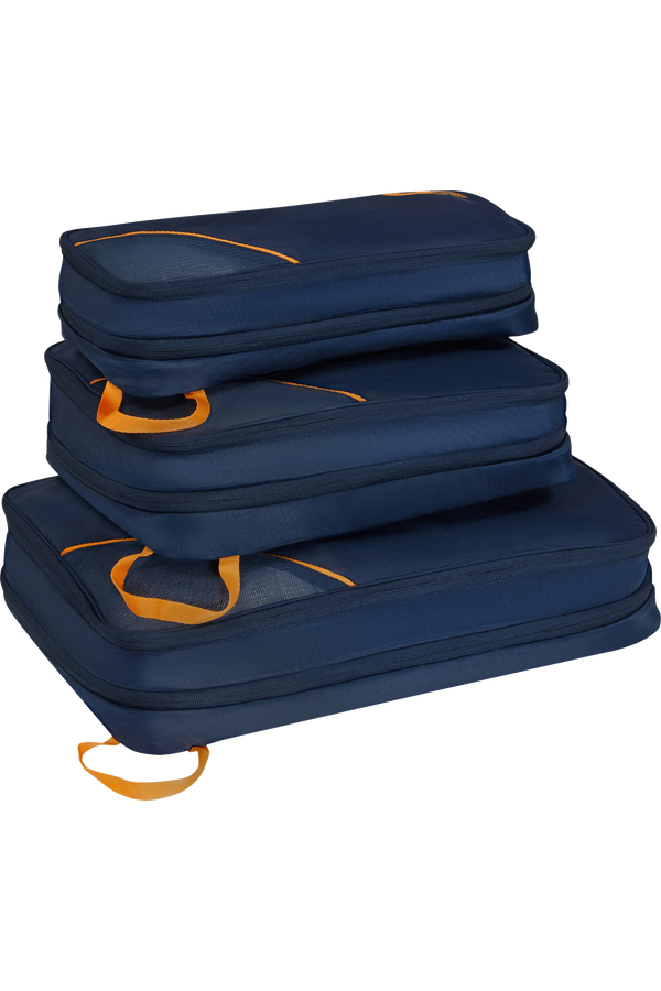 Packing Cubes Set med 3 packkuber Packkuber ONE SIZE #Färg_Navy/Orange