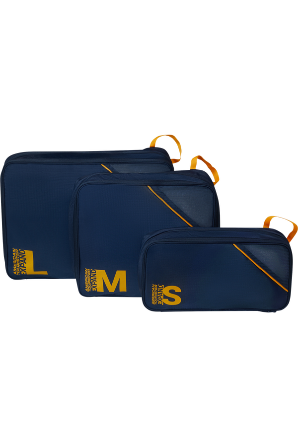 Packing Cubes Set med 3 packkuber Packkuber ONE SIZE #Färg_Navy/Orange