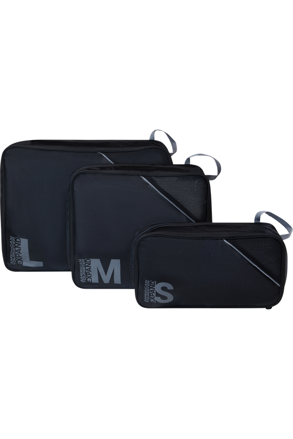 Packing Cubes Set med 3 packkuber Packkuber ONE SIZE #Färg_Black/Grey